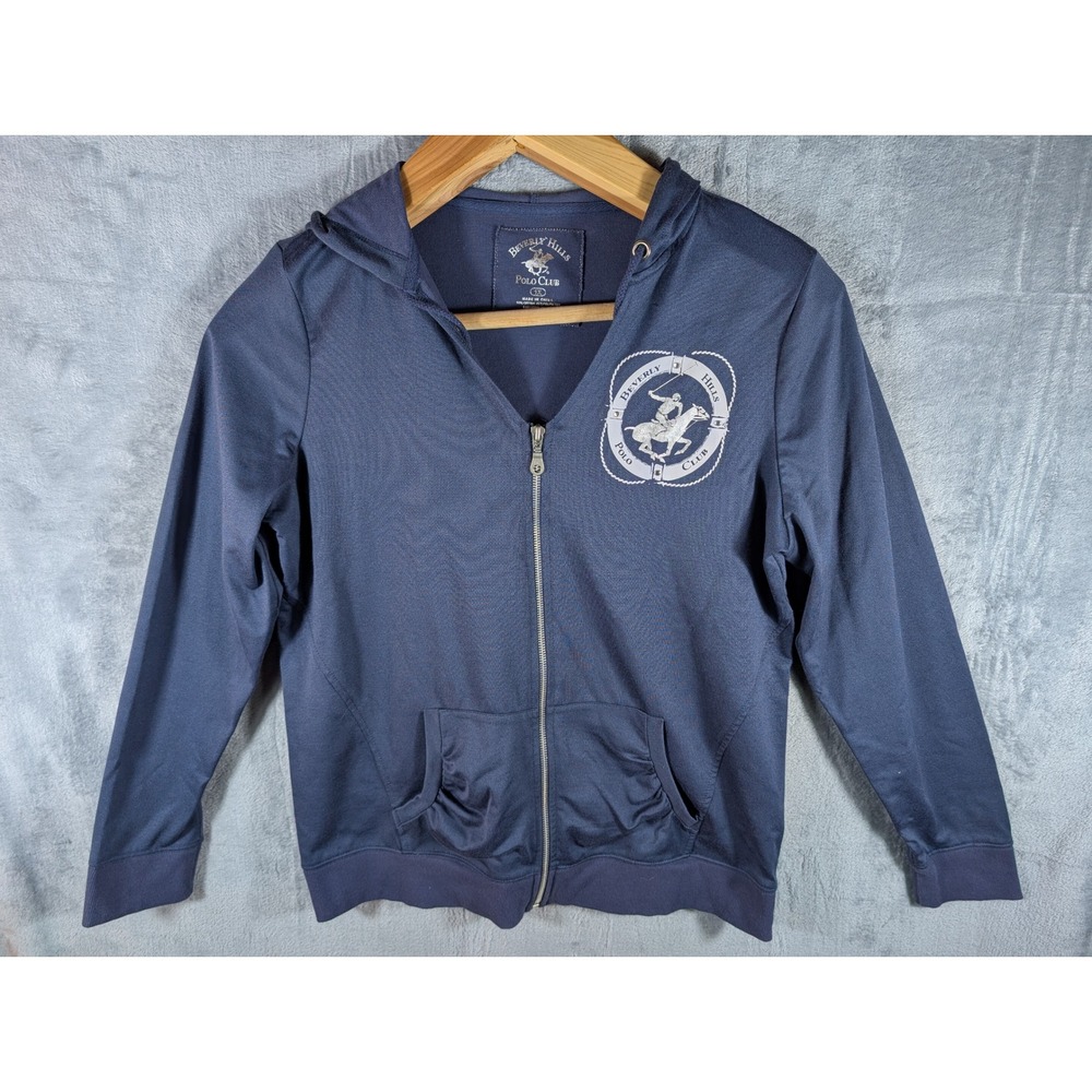 Beverly Hills Polo Club Women's 1X Navy Blue Quarter Zip Fleece Pullover vtg